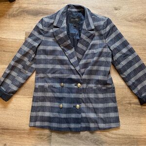 Banana Republic Double Breasted Plaid Blazer